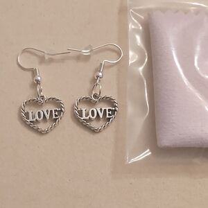 Handcrafted Braided Heart Love Silver Dangle Earrings New